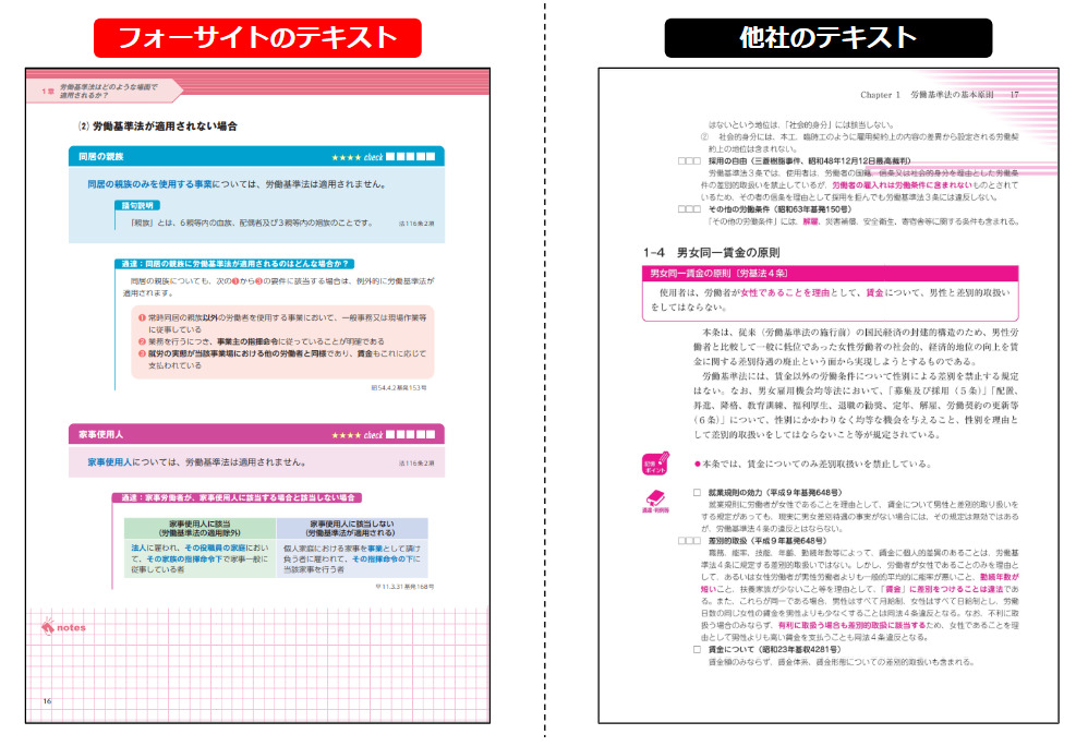 フォーサイトと他社のテキストを比較