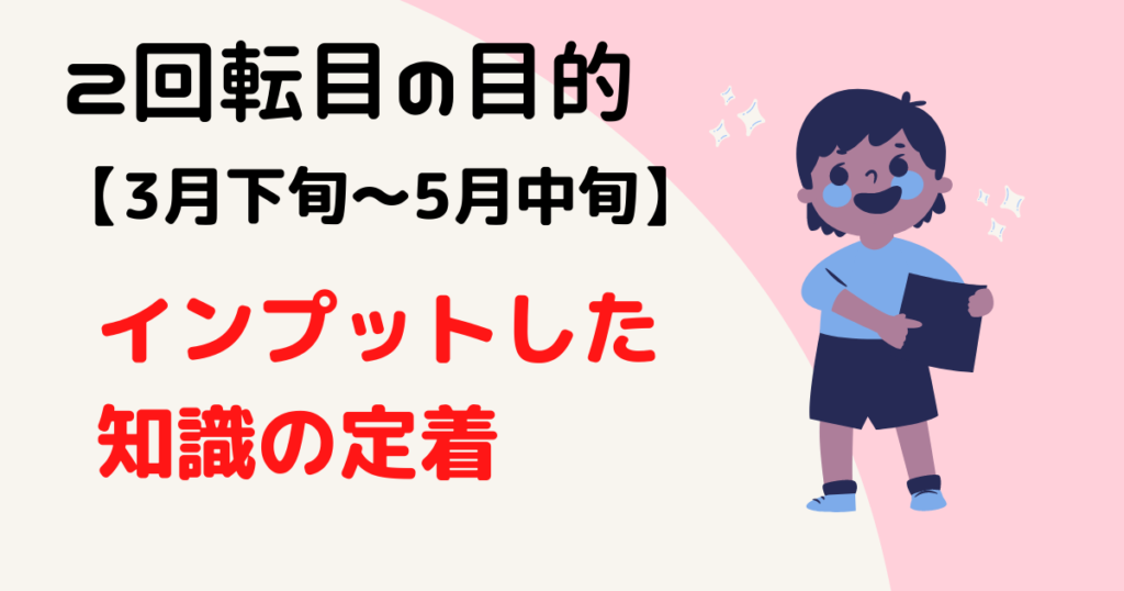 【3月下旬】2回転目：インプットした知識を定着させていく