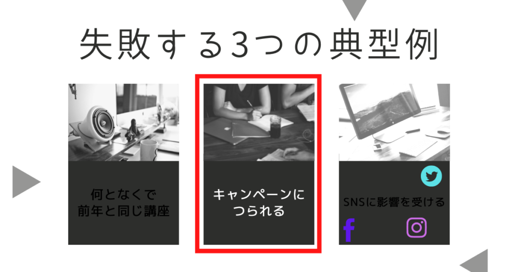 失敗例②:早期割引などのキャンペーンにつられる