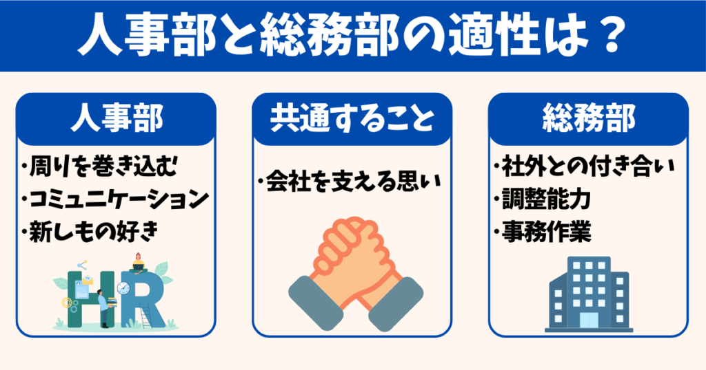 人事部に向いている人、総務部に向いている人