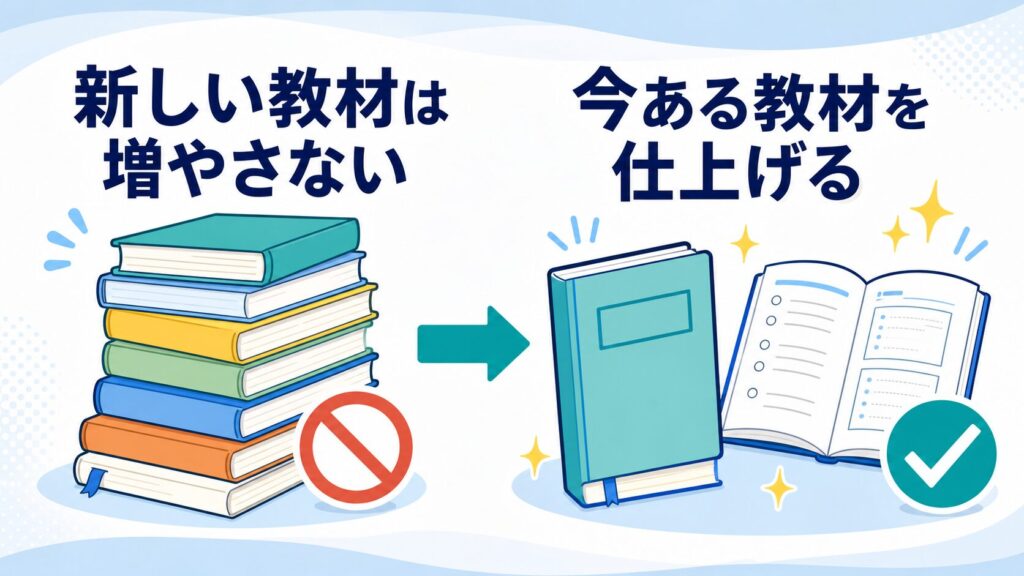 不安から新しい教材を増やす