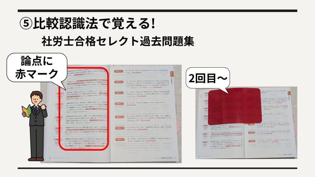 問題文に赤マーク付き、論点が一目で分かる工夫