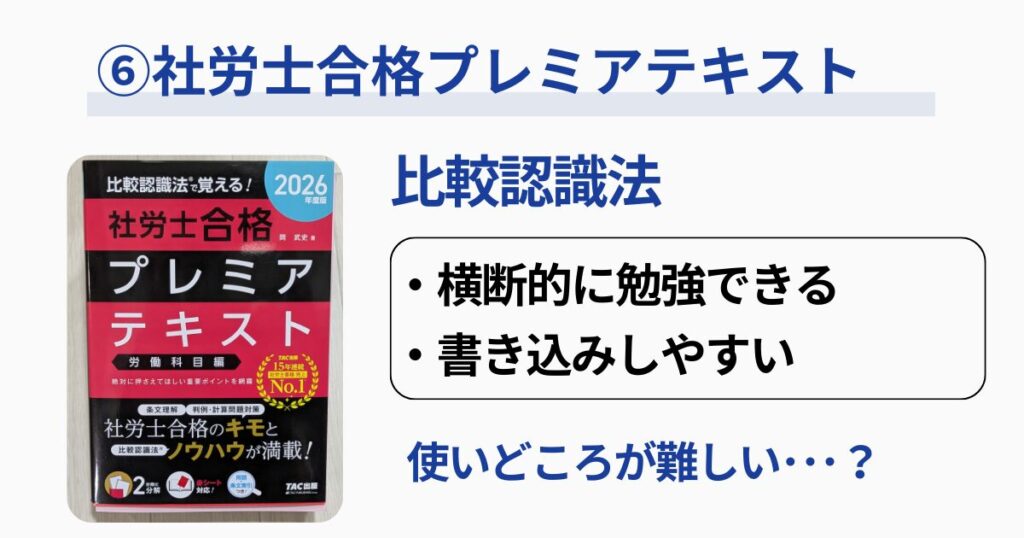 ⑥【TAC】社労士合格プレミアムテキスト