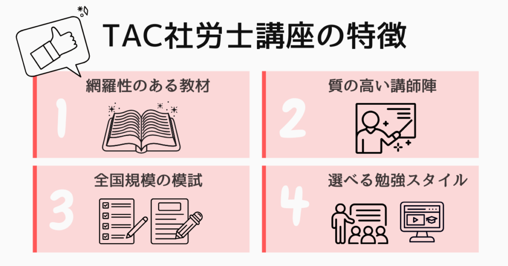 口コミ・評判から分かったTAC社労士講座の4つの特徴