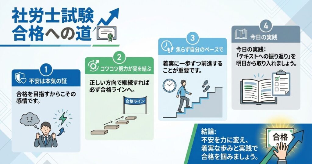 まとめ:正しい勉強法をコツコツ続ければ必ず合格に近づきます