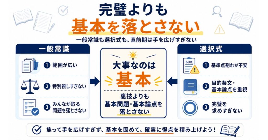 一般常識と選択式は「完璧」よりも基本を落とさない意識が大切