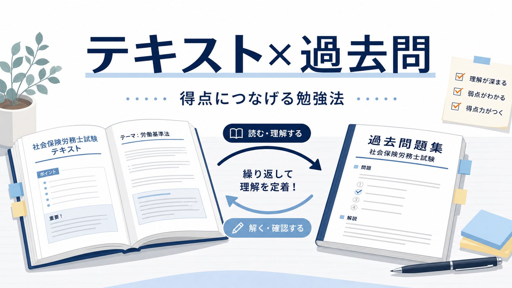 社労士試験のテキストと過去問の使い方|通信・通学・独学でも差がつく勉強法