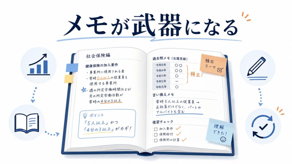 テキストに出題年度と解説をメモするメリット