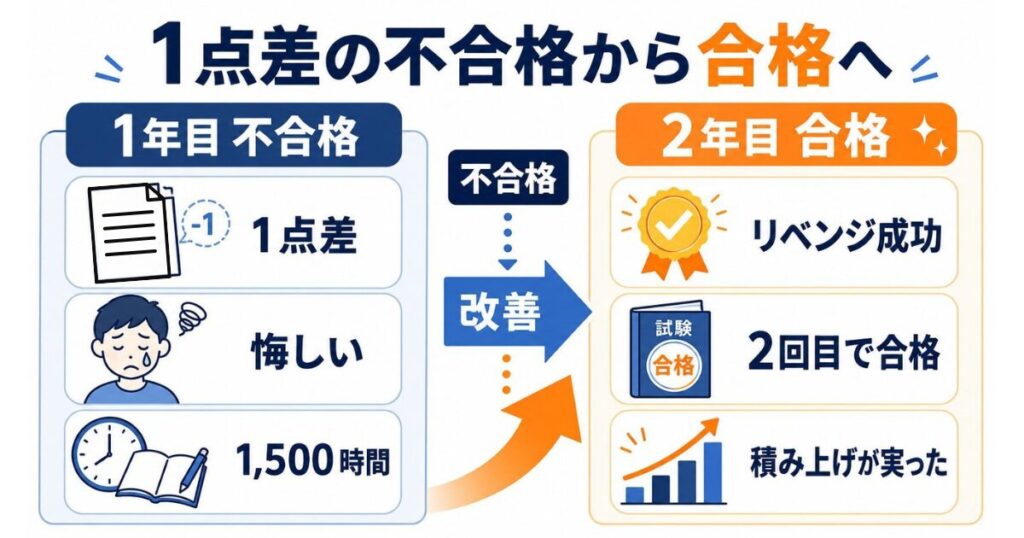 1年目は1点差で不合格。2回目で合格するまでの道のり