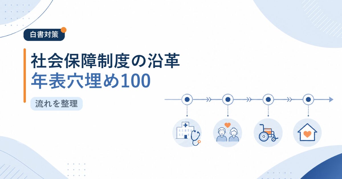 【無料】白書対策:社会保障制度の沿革・年表穴埋め100選