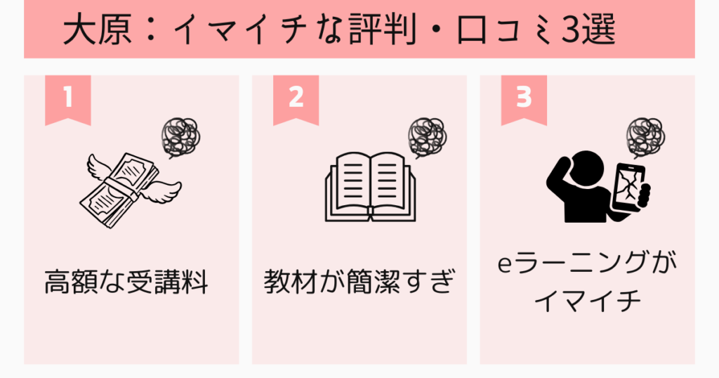 資格の大原社労士講座の悪い評判・口コミ|デメリット