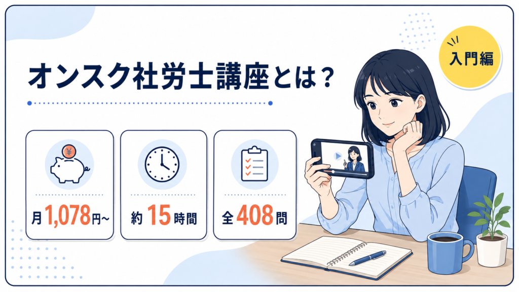 オンスクの社労士講座とは?月1,078円から始められる入門講座