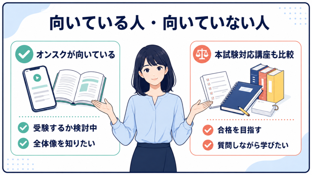オンスク社労士講座が向いている人・向いていない人