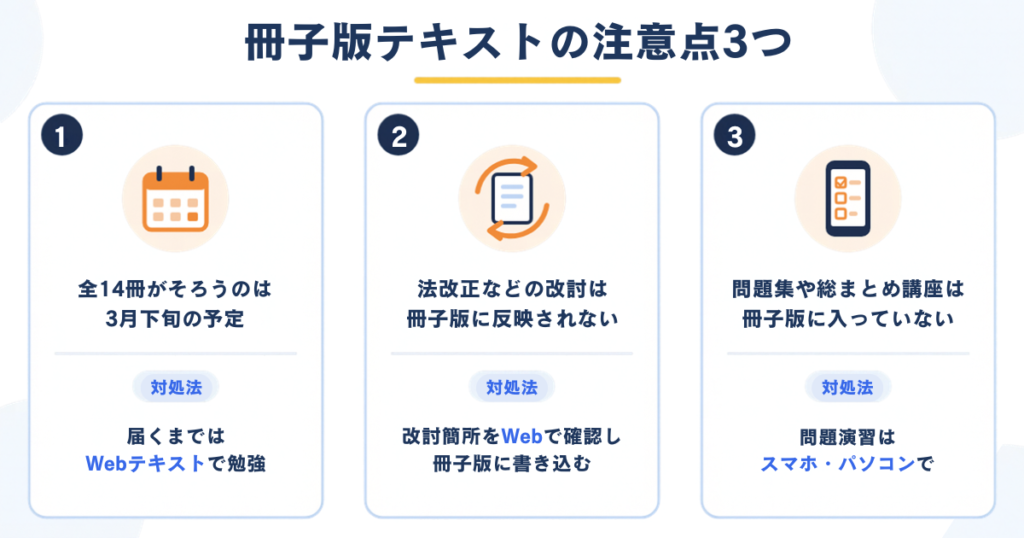 スタディングの冊子版テキストの注意点は3つ
